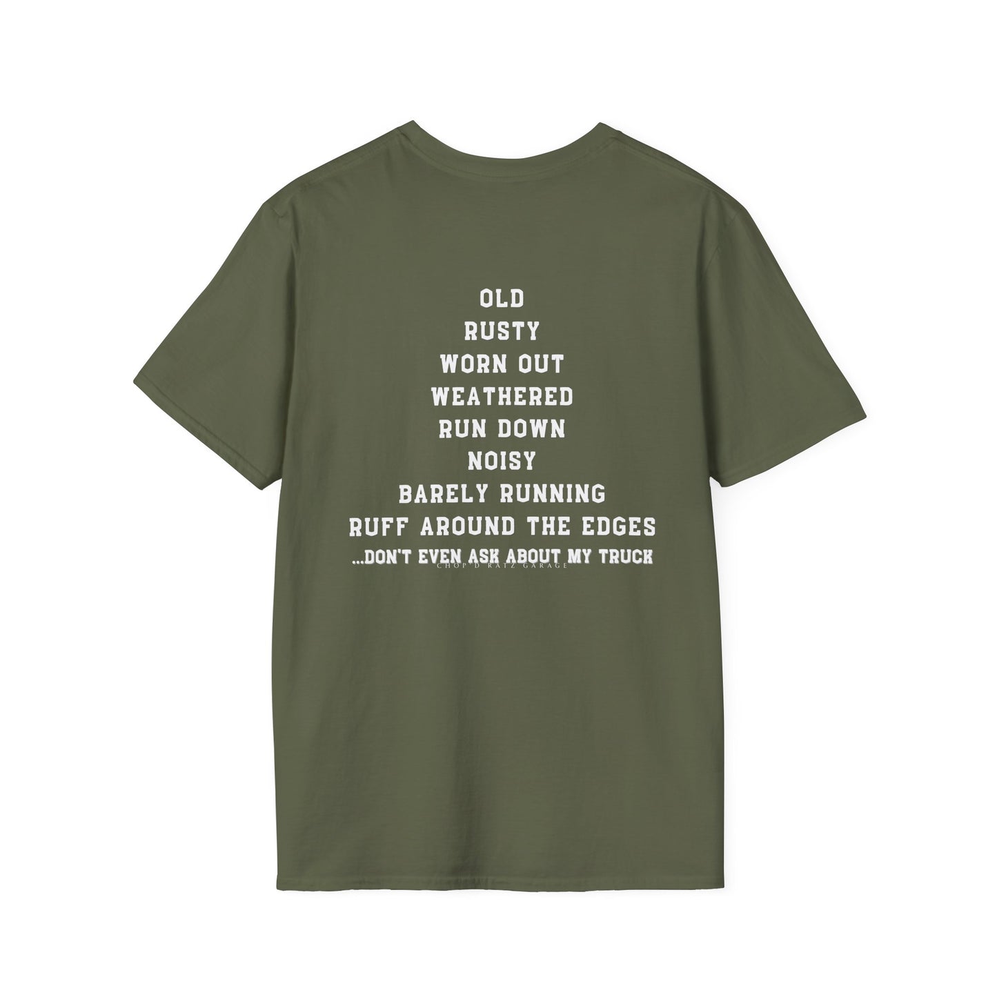 Rusty Truck Humor T-Shirt - Unisex Softstyle Tee for Car Lovers, Truck Enthusiasts, ChopD Ratz Garage