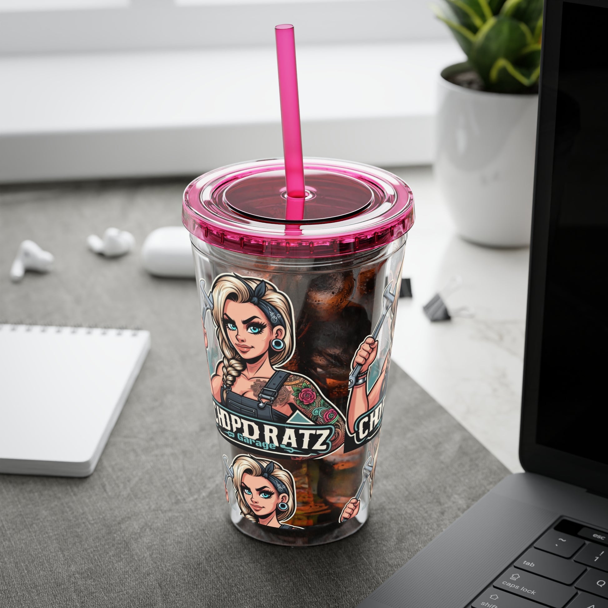 CRG Boss Lady Tumbler with Straw, 16oz 2 colors - Chop'D Ratz Garage