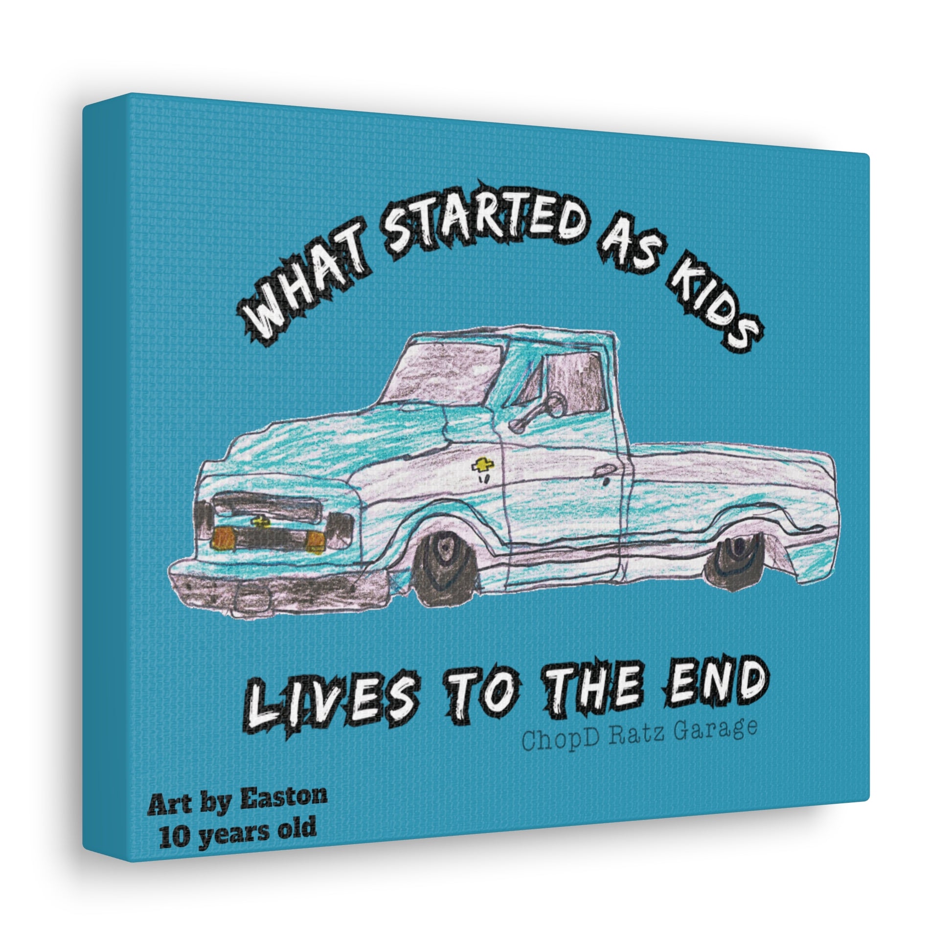 ART by EASTON C10 Canvas Gallery Wrap TEAL - Chop'D Ratz Garage