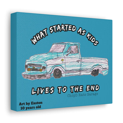 ART by EASTON C10 Canvas Gallery Wrap TEAL - Chop'D Ratz Garage