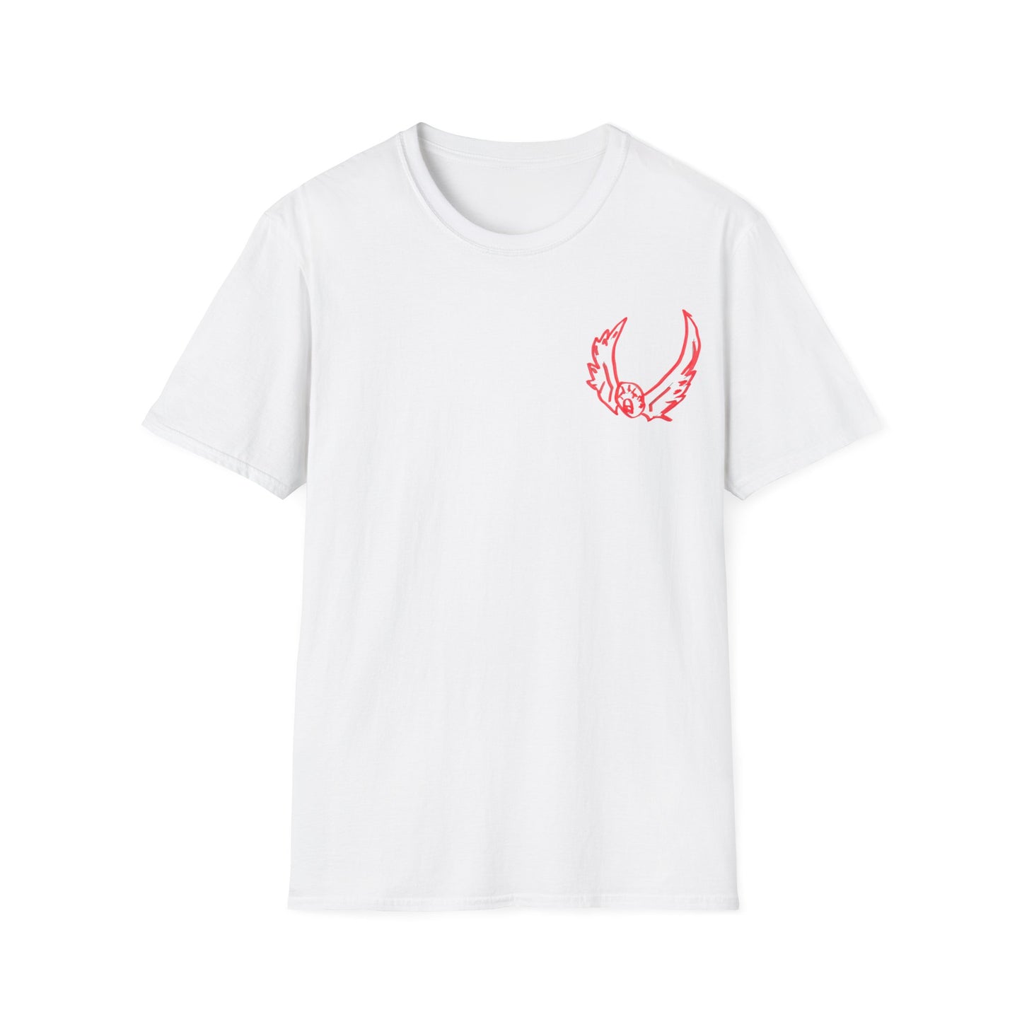 Skull & Wings Graphic T-Shirt — 'Cooley Ol' Hot Rod' Red Outline Design by Jase