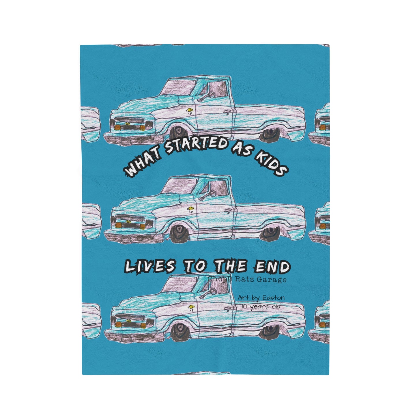 Art by Easton Velveteen Plush Blanket TEAL - Chop'D Ratz Garage