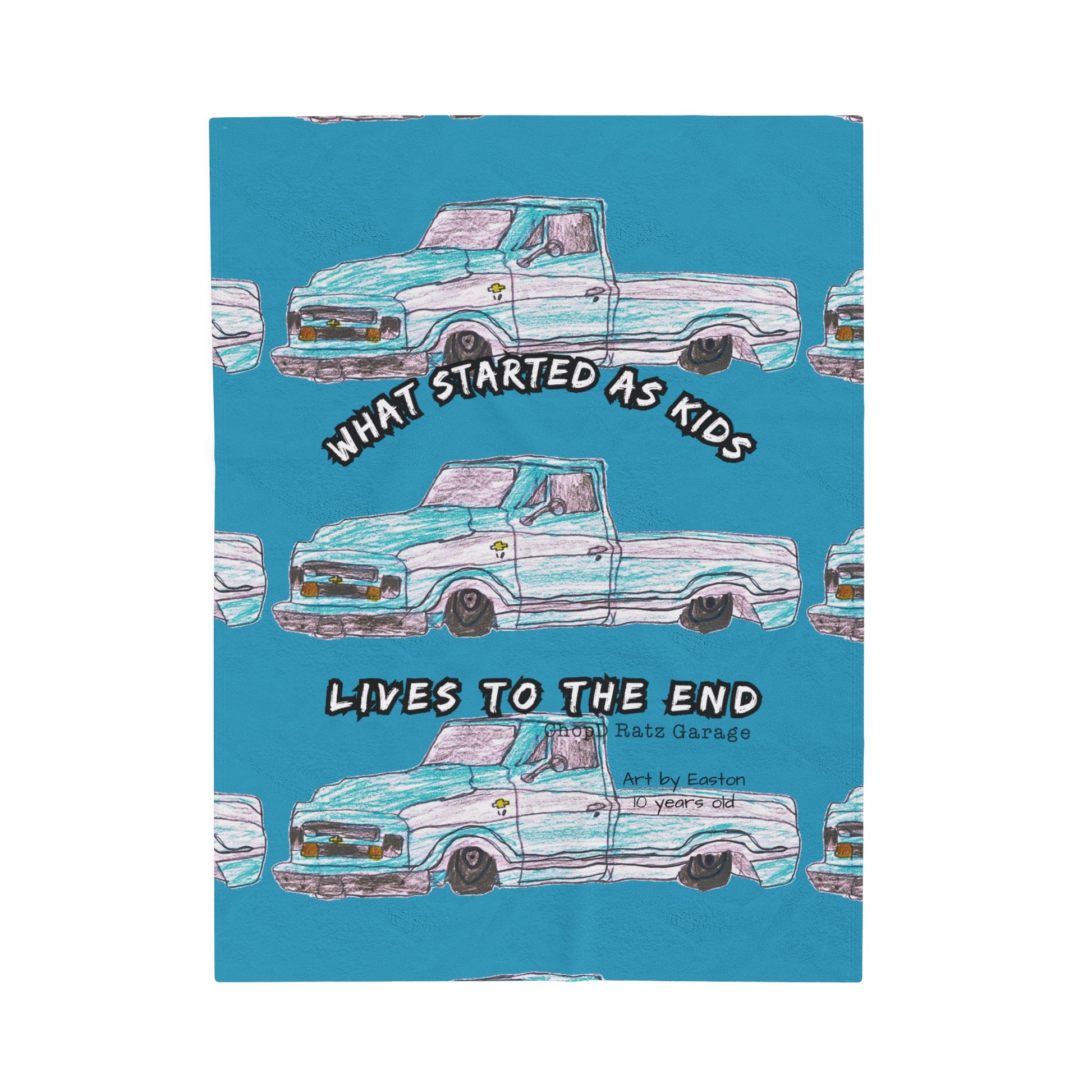 Art by Easton Velveteen Plush Blanket TEAL - Chop'D Ratz Garage