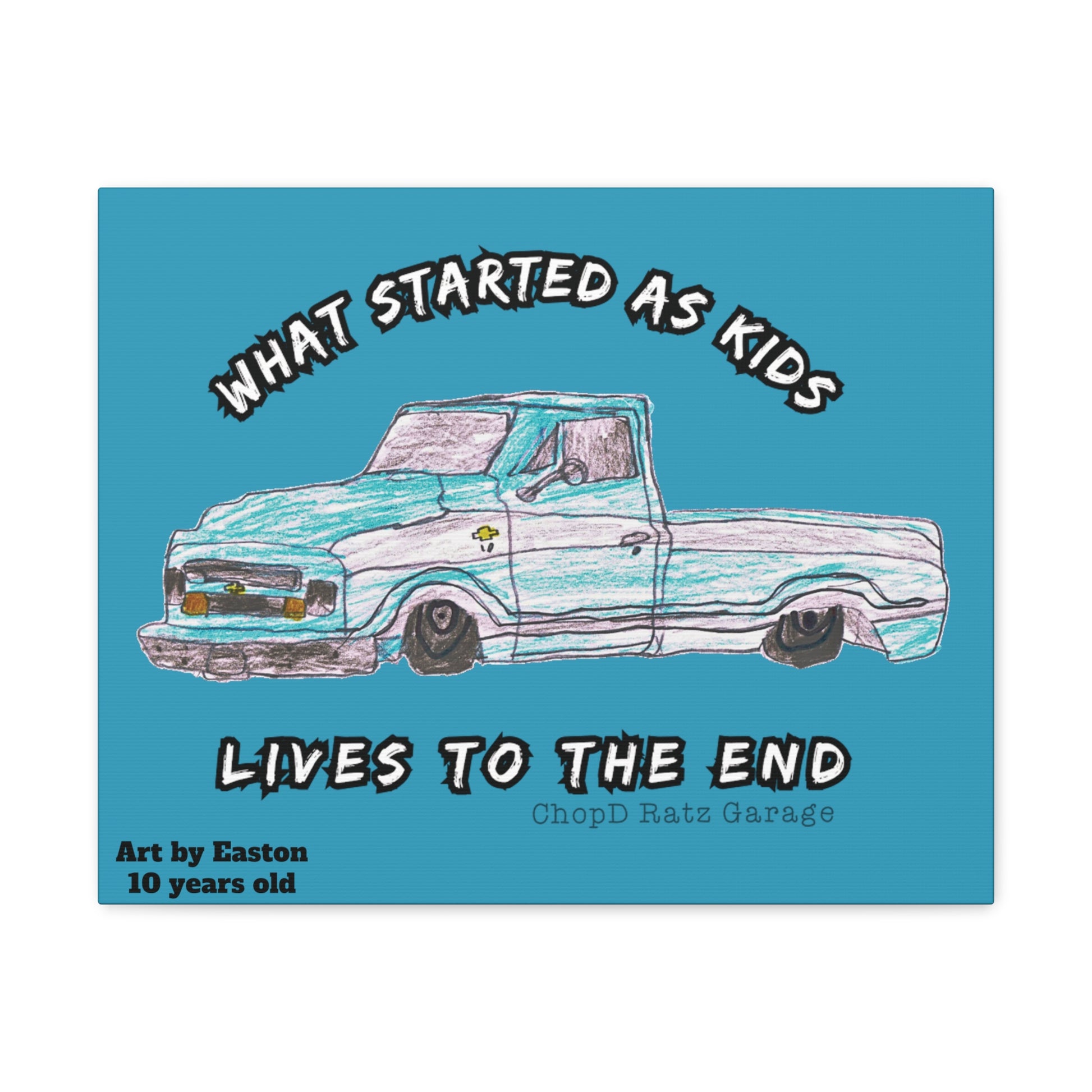 ART by EASTON C10 Canvas Gallery Wrap TEAL - Chop'D Ratz Garage
