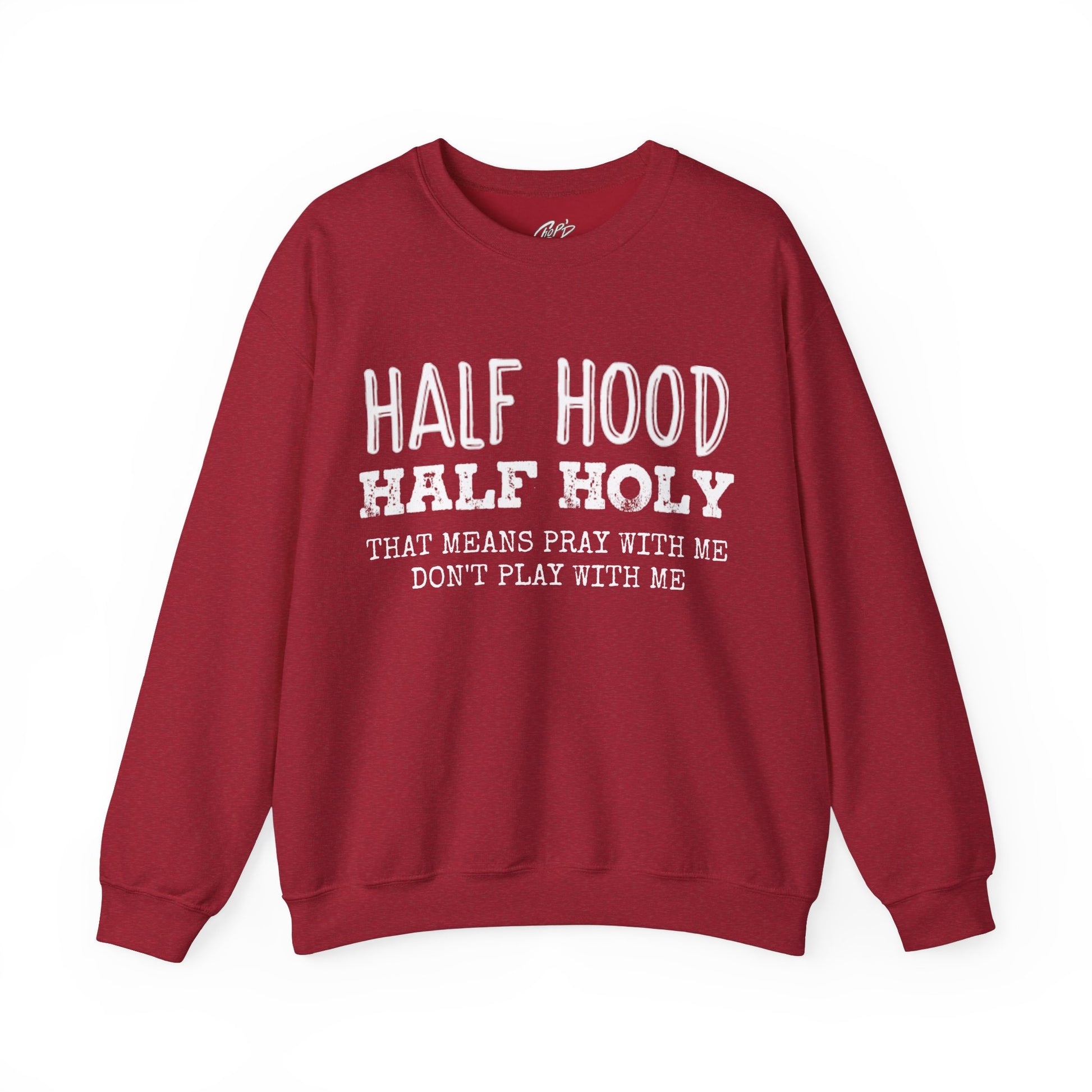 HALF HOOD HALF HOLY Uni Sweatshirt WHT - Chop'D Ratz Garage