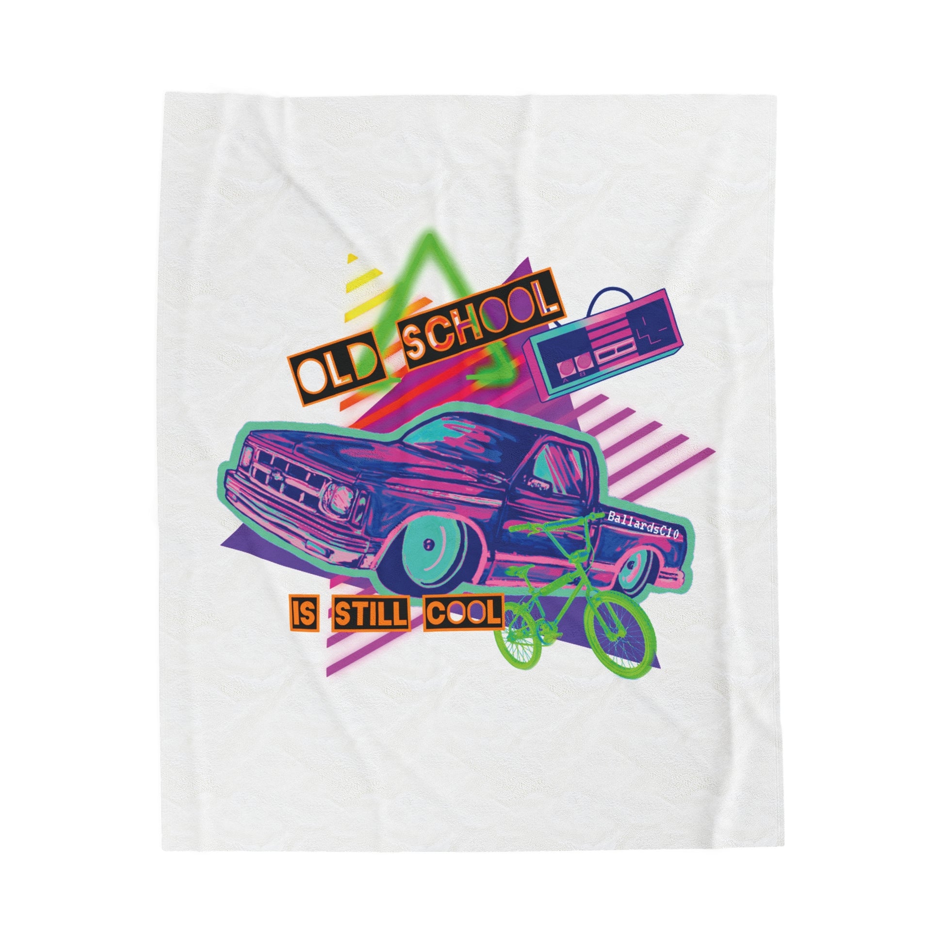 OLD SCHOOL COOL Velveteen Plush Blanket - Chop'D Ratz Garage