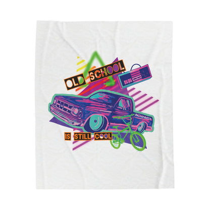 OLD SCHOOL COOL Velveteen Plush Blanket - Chop'D Ratz Garage