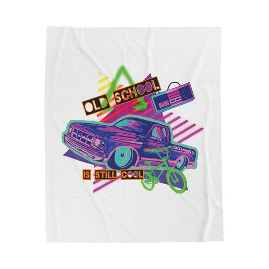 OLD SCHOOL COOL Velveteen Plush Blanket - Chop'D Ratz Garage
