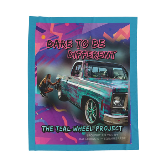 SQUAREBARBIE TEAL Velveteen Plush Blanket - Chop'D Ratz Garage