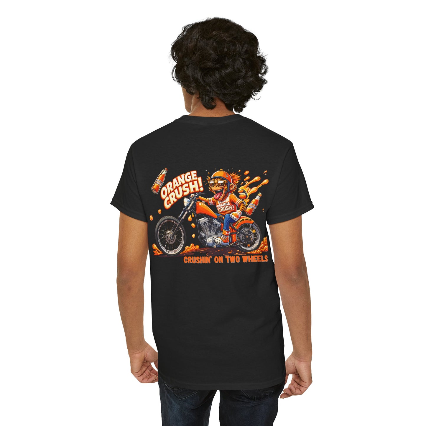Orange Crush Custom Chopper T-Shirt — Daman's Motorcycle Design - Chop'D Ratz Garage