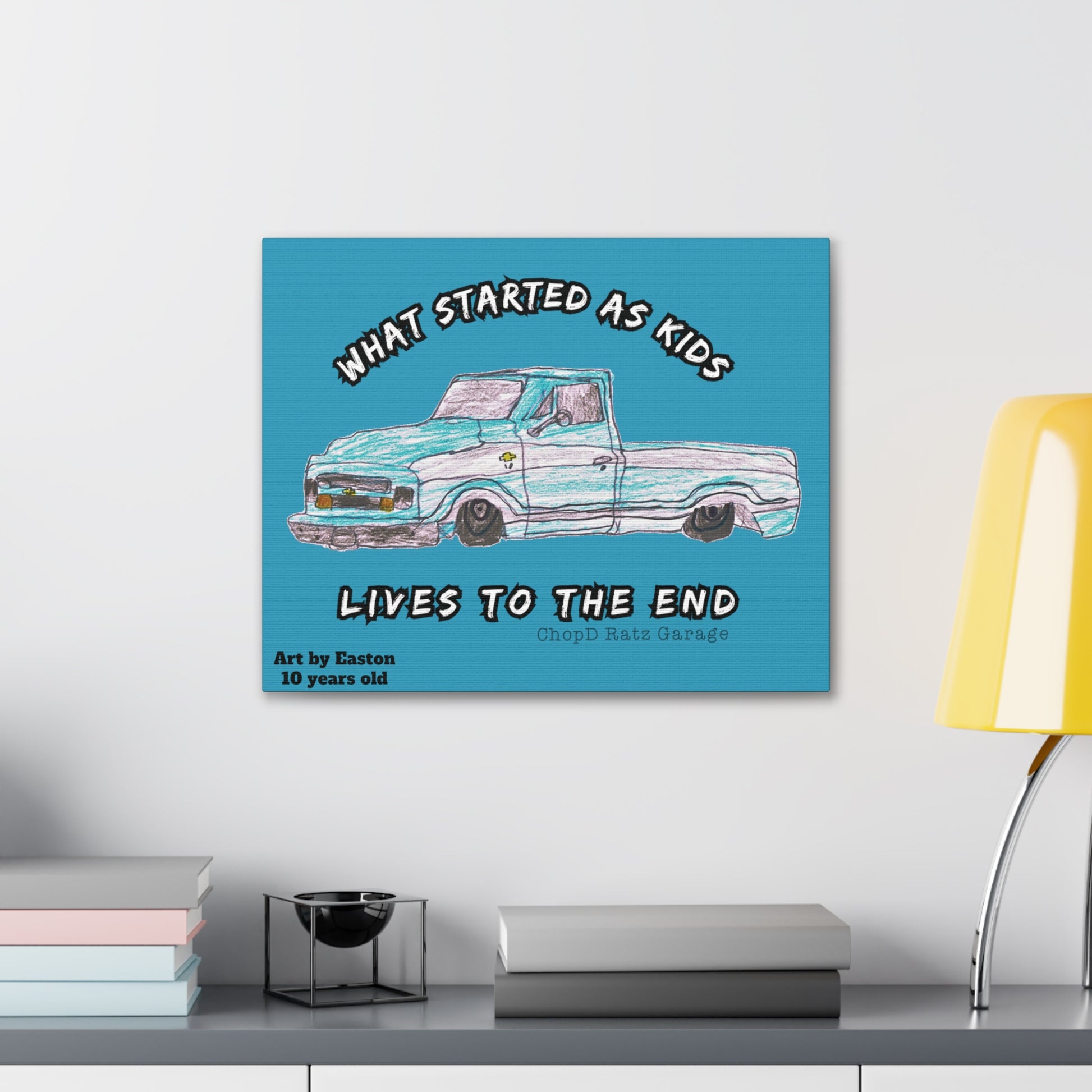 ART by EASTON C10 Canvas Gallery Wrap TEAL - Chop'D Ratz Garage