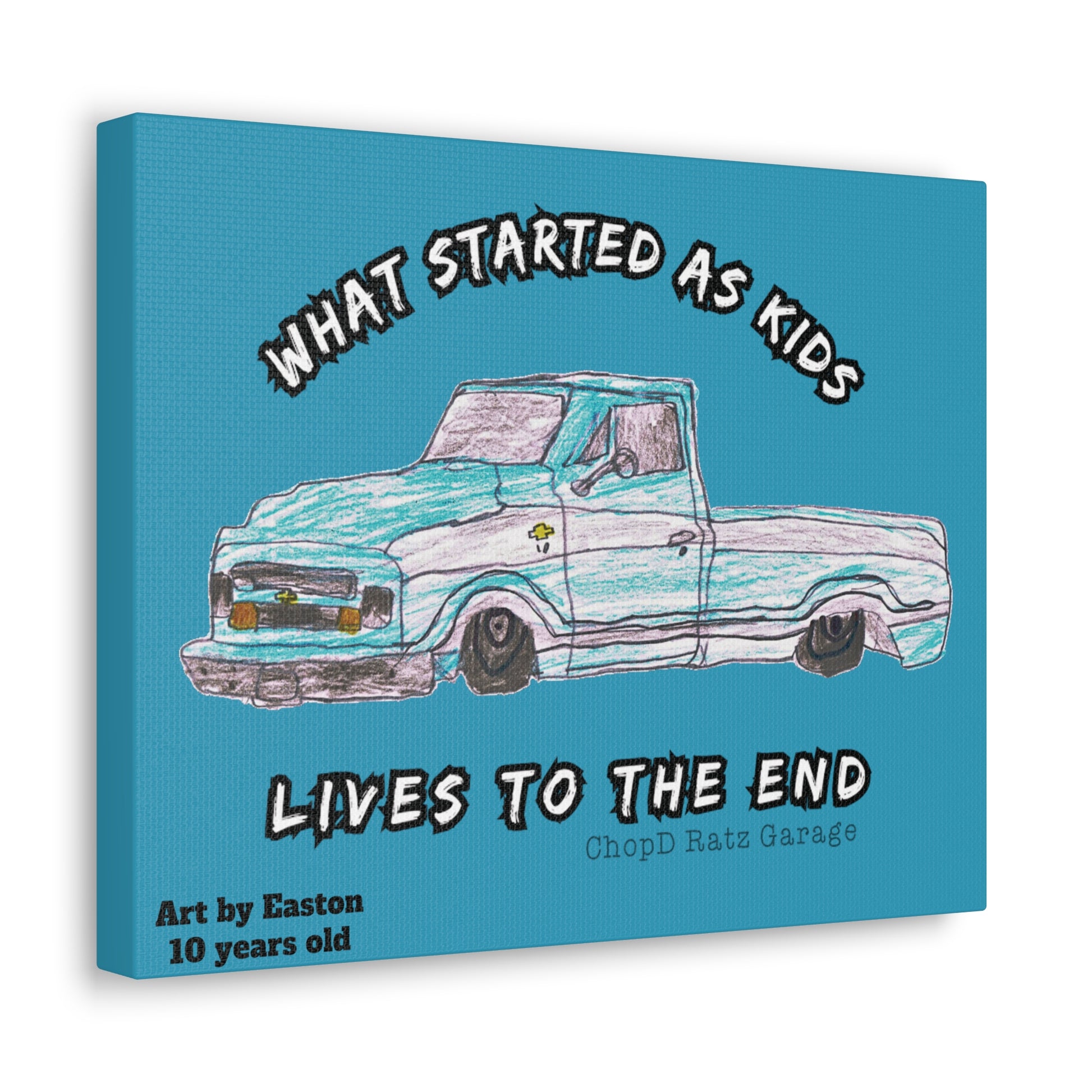 ART by EASTON C10 Canvas Gallery Wrap TEAL - Chop'D Ratz Garage
