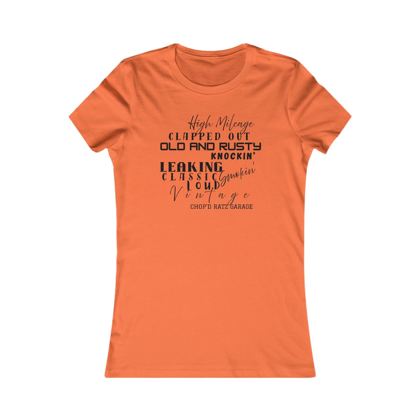HIGH MILEAGE - LADIES FIT - Vintage-Inspired Women's Tee: High Mileage Humor, Classic Cars, Casual Wear - Chop'D Ratz Garage