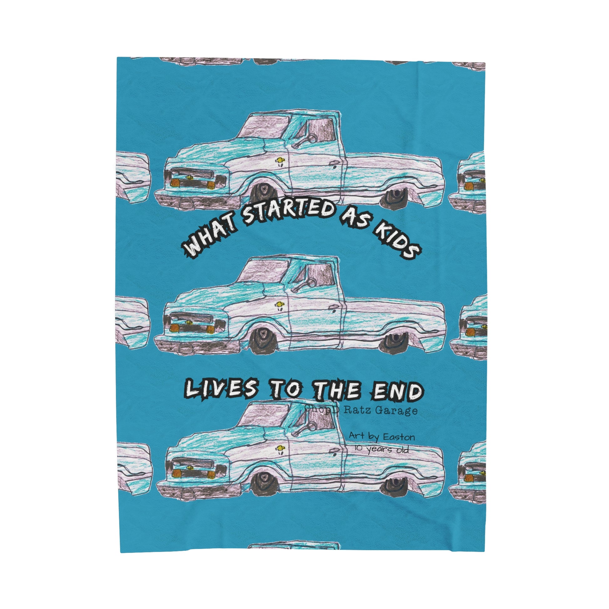 Art by Easton Velveteen Plush Blanket TEAL - Chop'D Ratz Garage