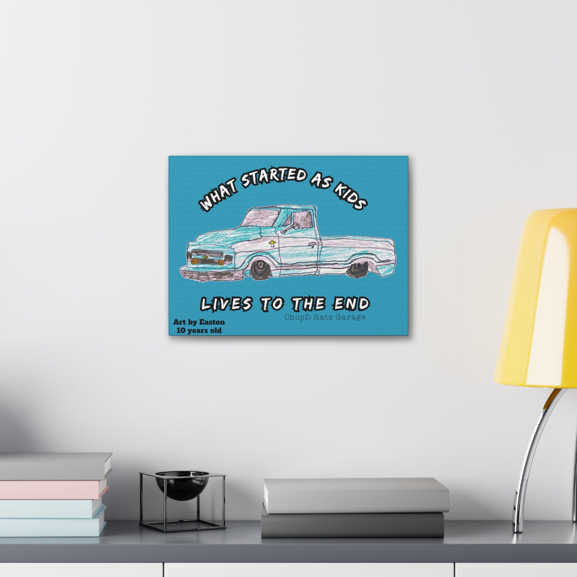 ART by EASTON C10 Canvas Gallery Wrap TEAL - Chop'D Ratz Garage