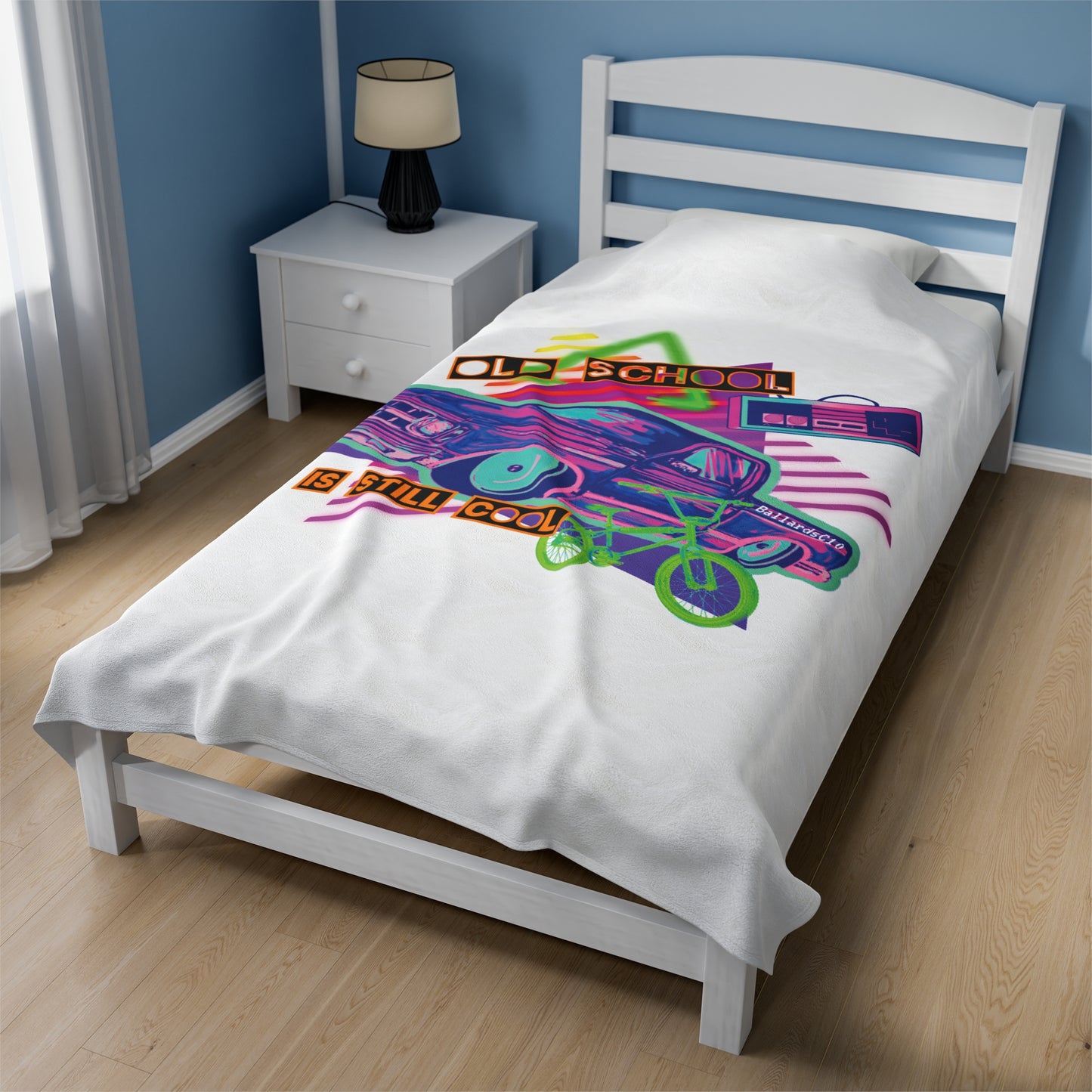 OLD SCHOOL COOL Velveteen Plush Blanket - Chop'D Ratz Garage