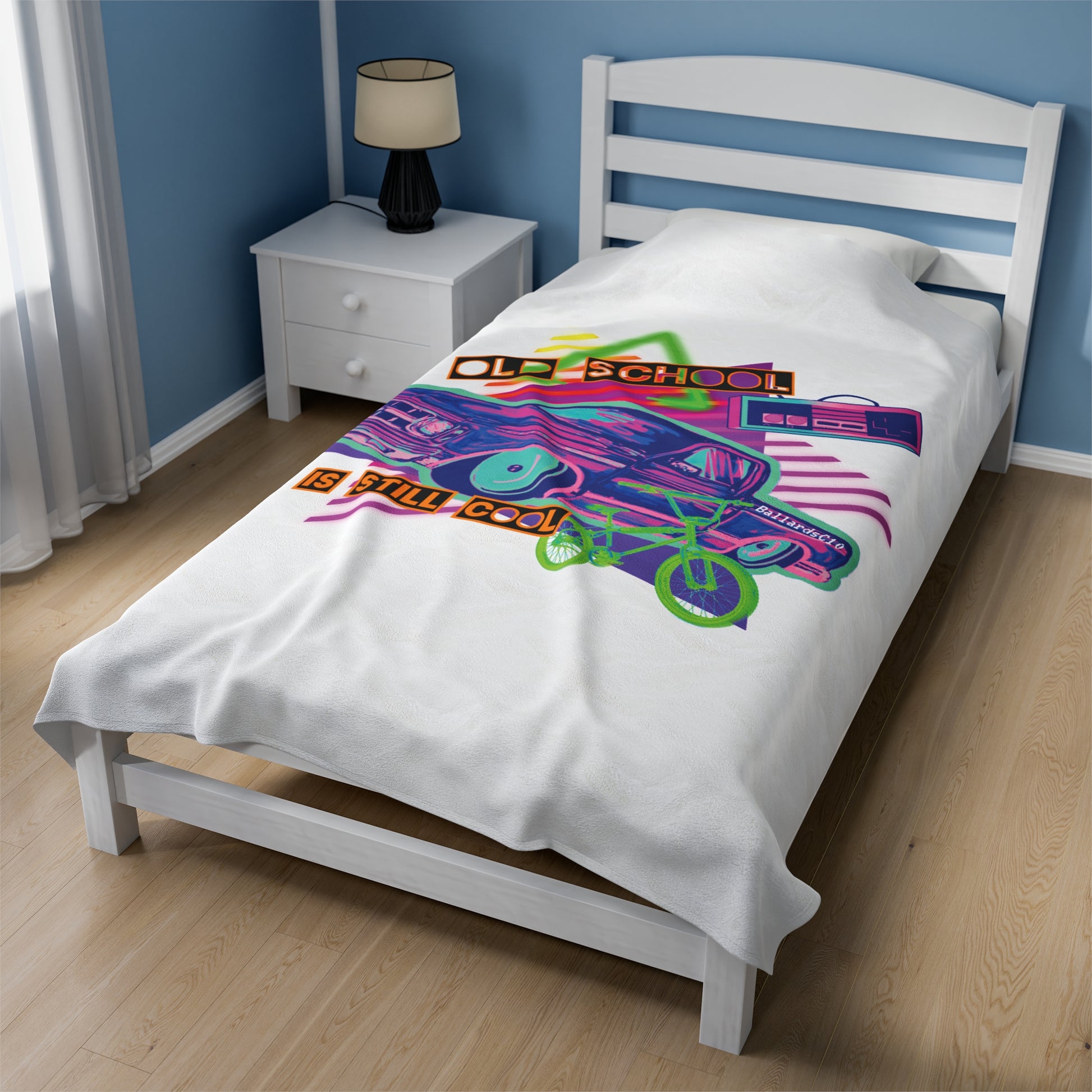 OLD SCHOOL COOL Velveteen Plush Blanket - Chop'D Ratz Garage