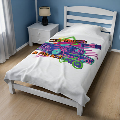 OLD SCHOOL COOL Velveteen Plush Blanket - Chop'D Ratz Garage