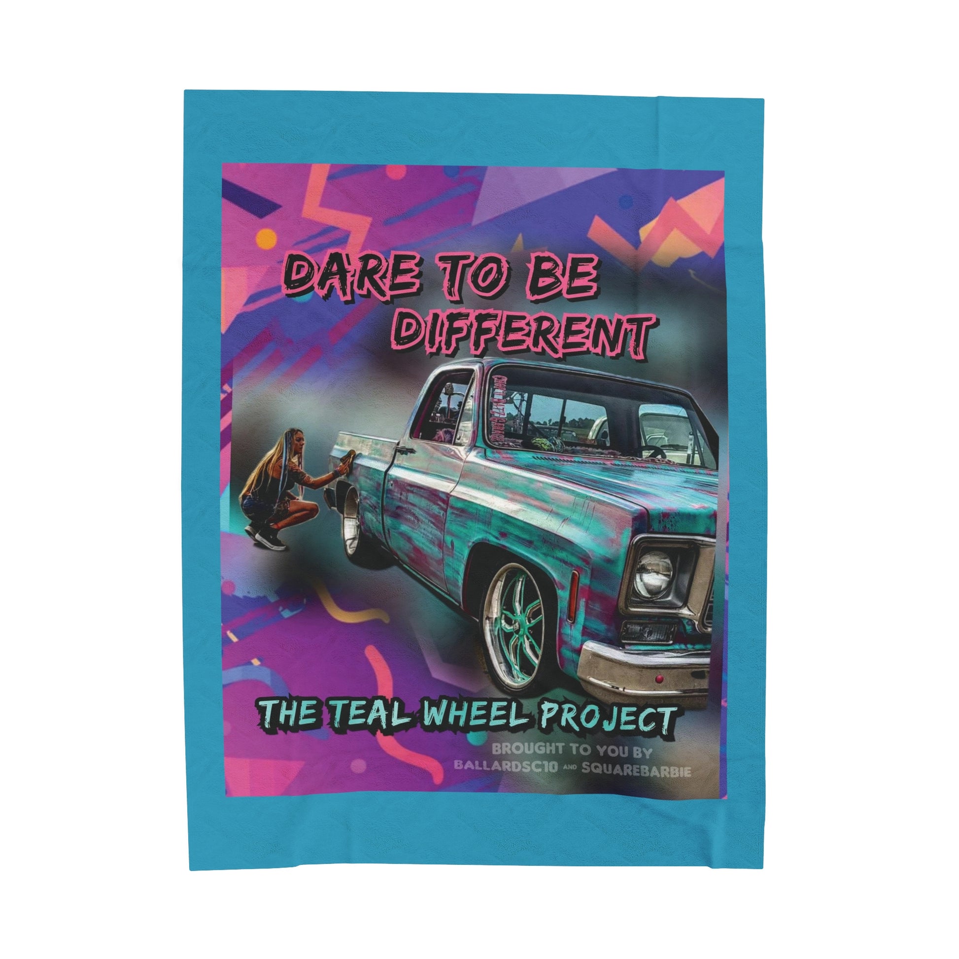 SQUAREBARBIE TEAL Velveteen Plush Blanket - Chop'D Ratz Garage