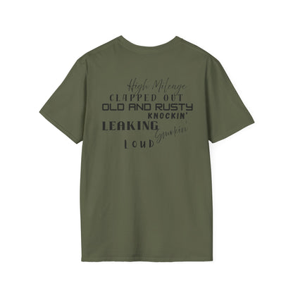 High Mileage Vintage Unisex T-Shirt, Funny Car Lovers Tee, Gift for Him or Her, Automotive Humor, Casual Everyday Wear - Chop'D Ratz Garage