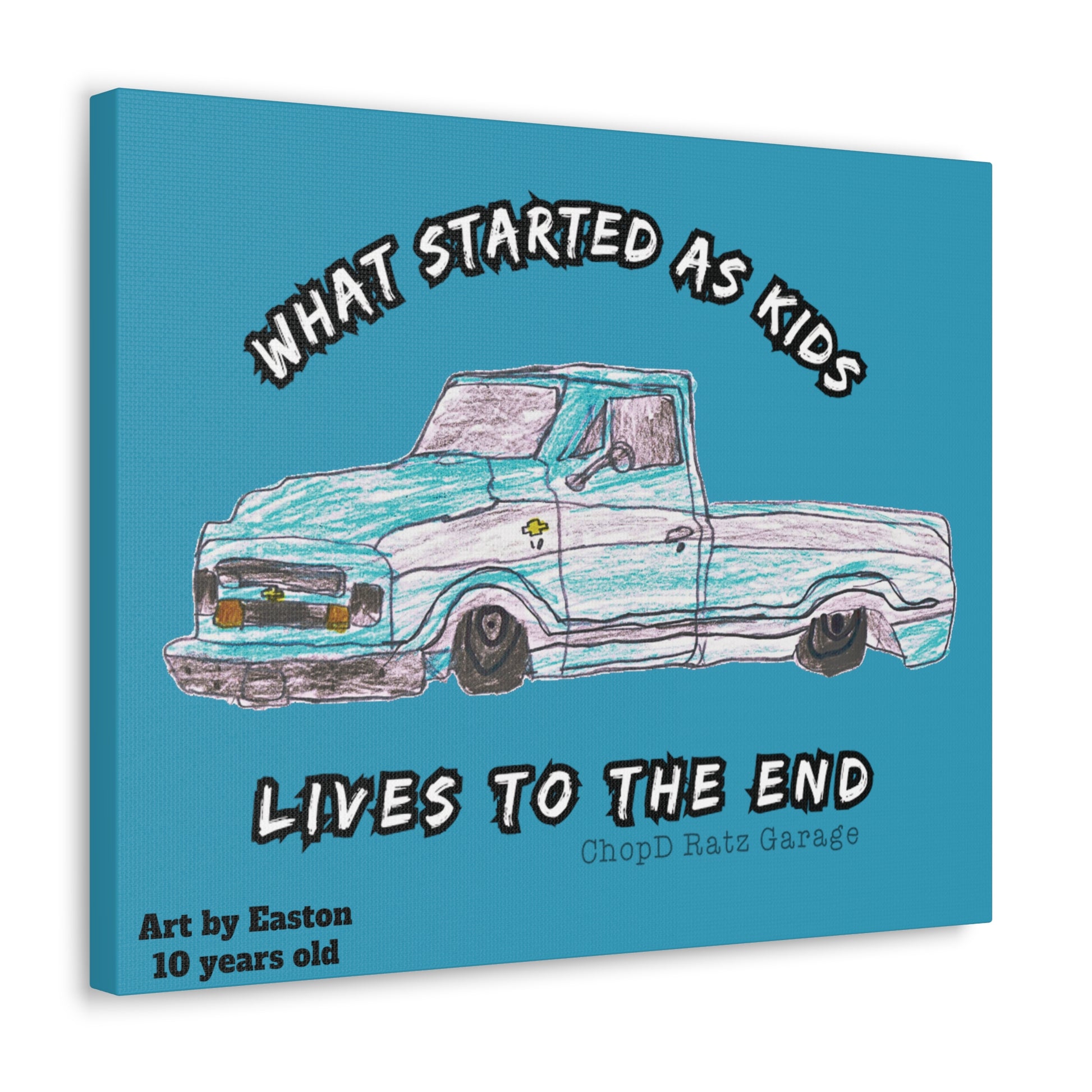 ART by EASTON C10 Canvas Gallery Wrap TEAL - Chop'D Ratz Garage