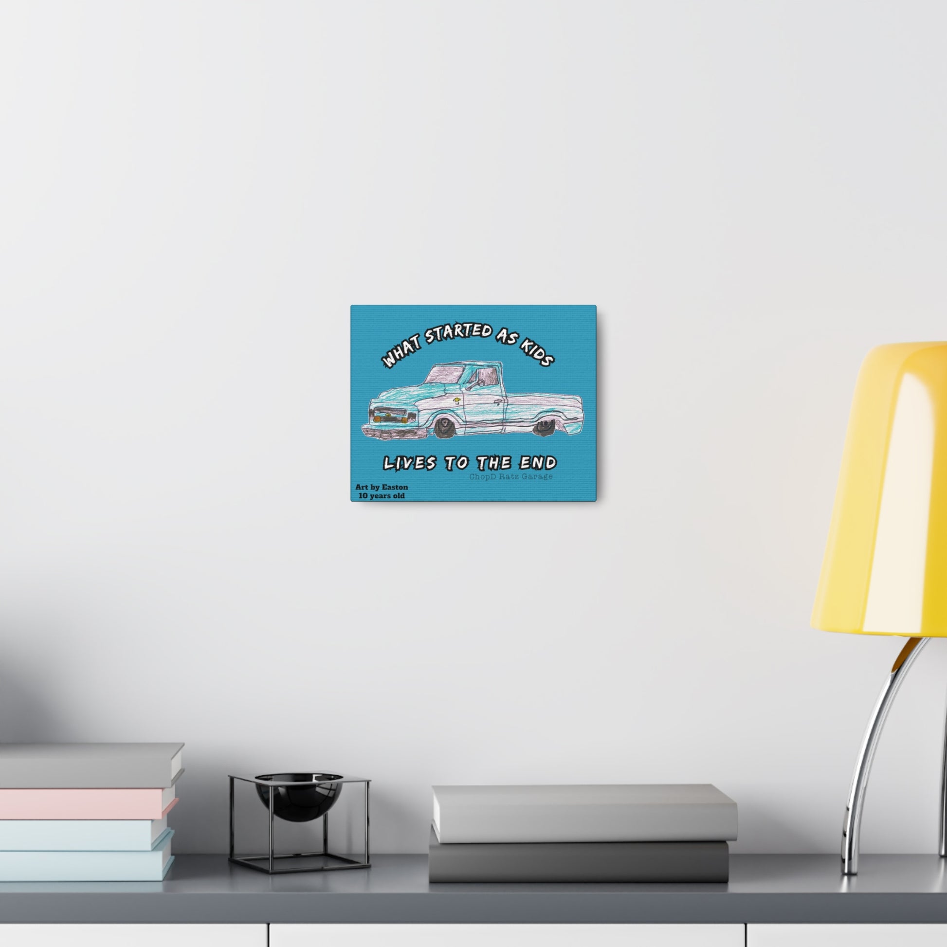 ART by EASTON C10 Canvas Gallery Wrap TEAL - Chop'D Ratz Garage