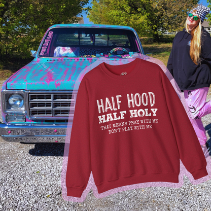 HALF HOOD HALF HOLY Uni Sweatshirt WHT - Chop'D Ratz Garage