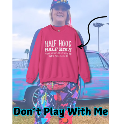 HALF HOOD HALF HOLY Uni Sweatshirt WHT - Chop'D Ratz Garage