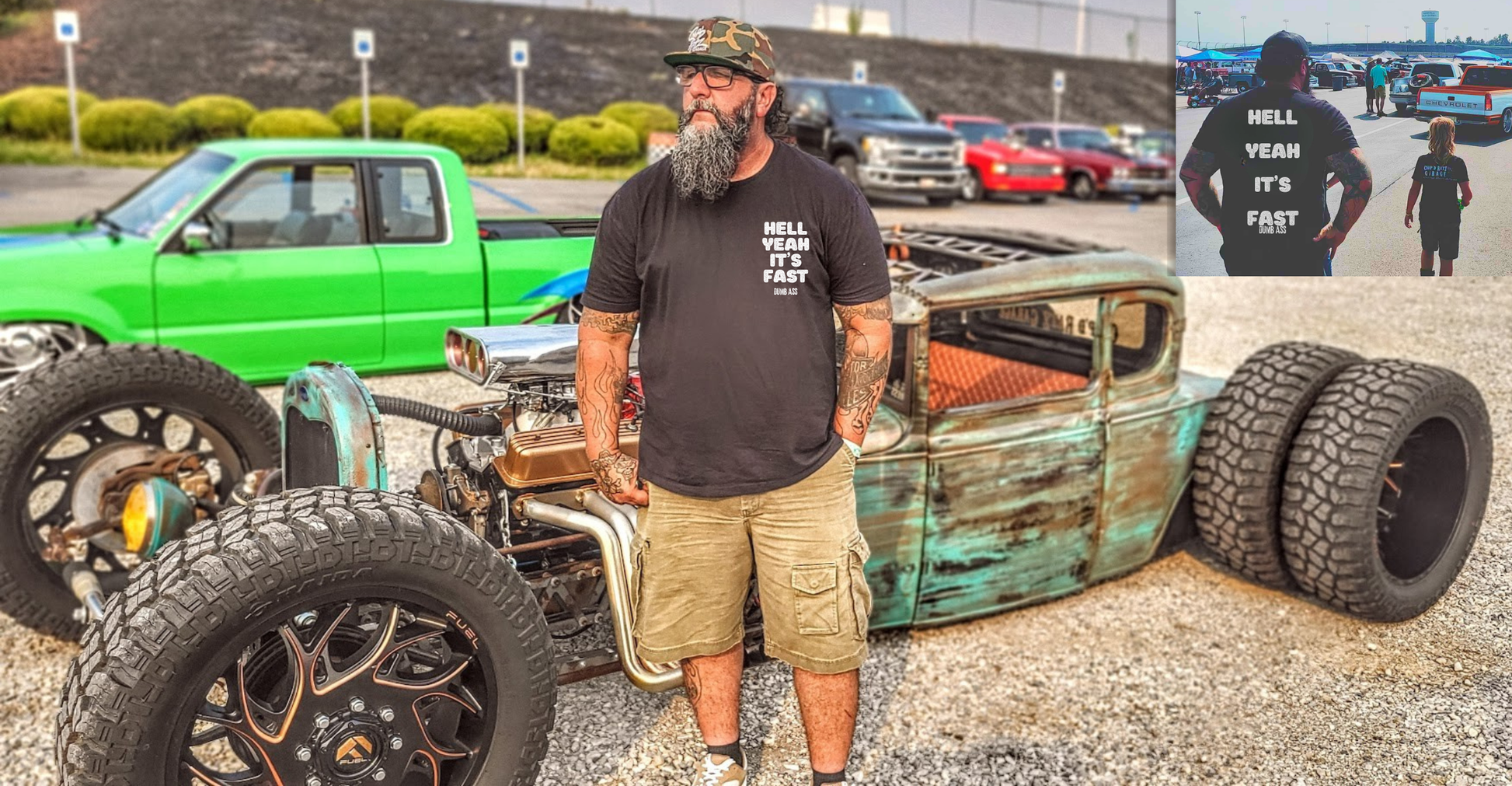 HELL YEAH IT'S FAST Shirt Cooley wearing the black unisex shirt.