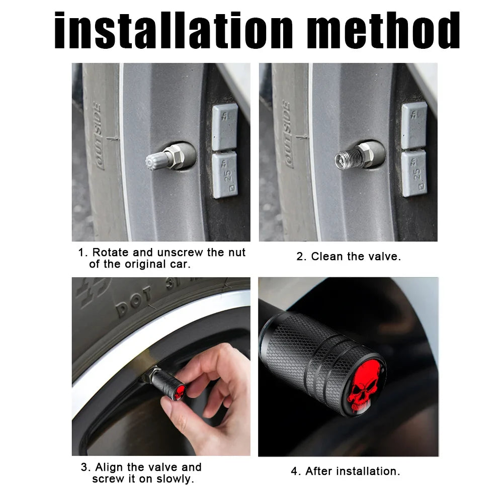 4PCS Skull Valve Stem Caps