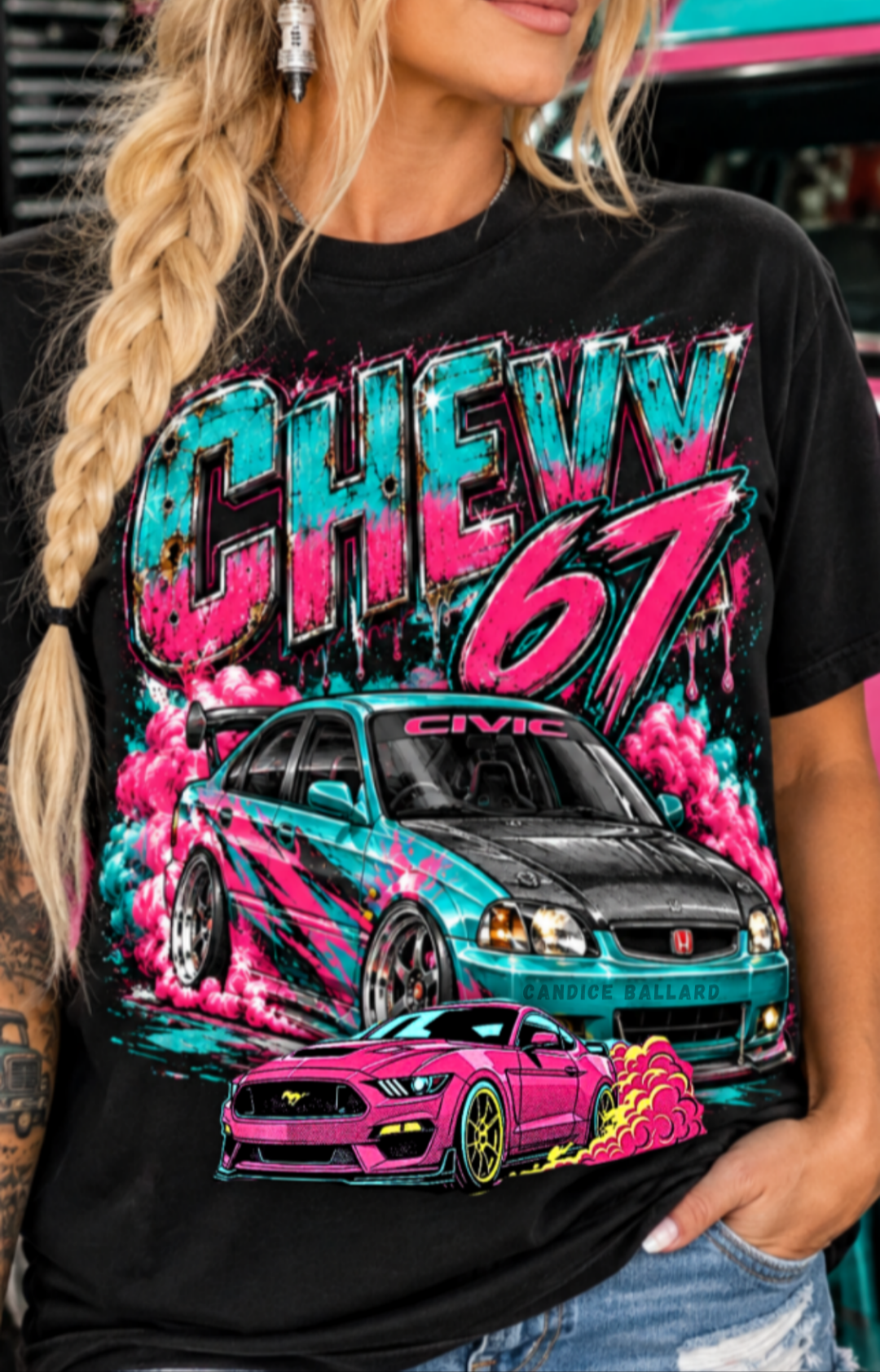 ICONIC, FUNNY PINK CAR SHIRT *NEW* - Chop'D Ratz Garage