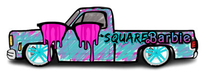 Cool SquareBarbie Kiss-Cut Vinyl Decal - Trendy Stickers for Car, Laptop & More C10 Truck Pink Teal